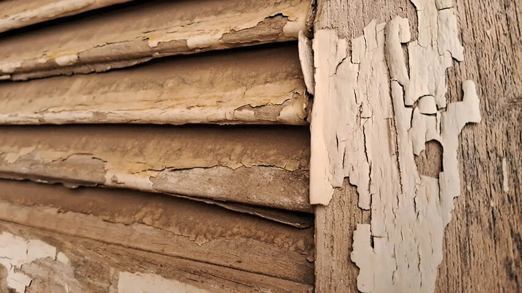 How Asheville's climate affects exterior paint — peeling and cracking paint on wood siding showing moisture and weather damage