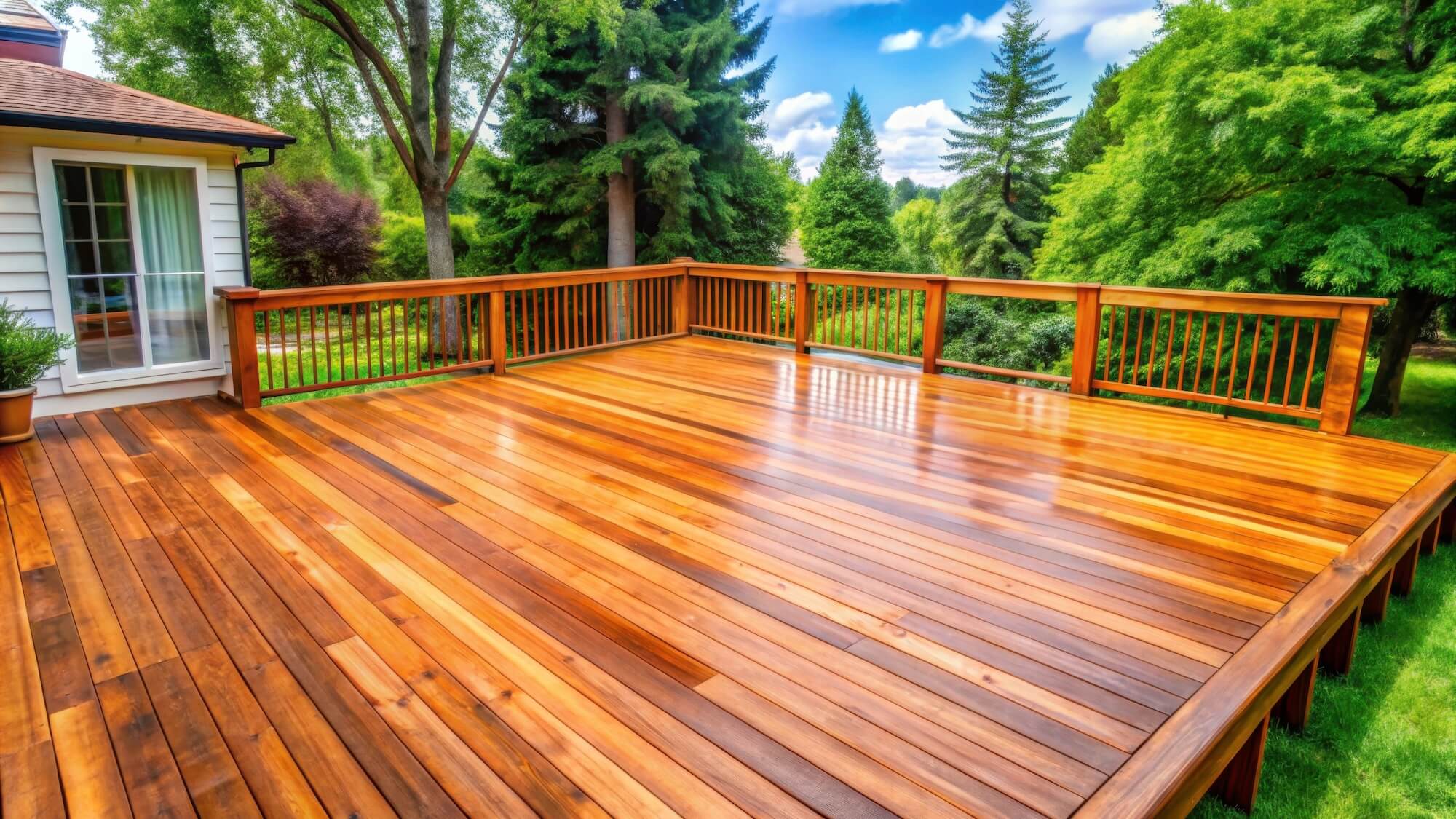professionally stained and sealed deck and fence on asheville nc home