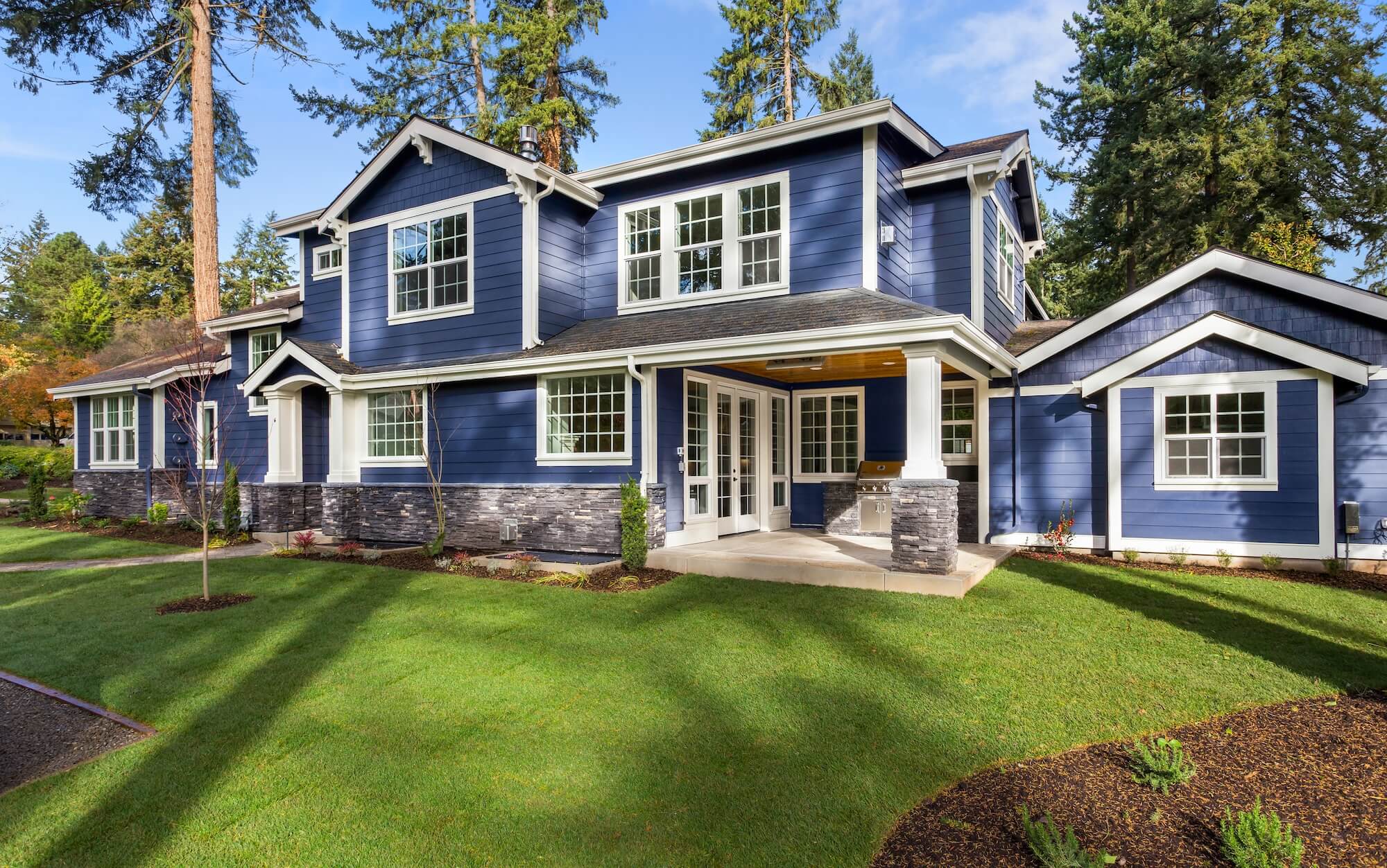 exterior home painted blue in asheville nc